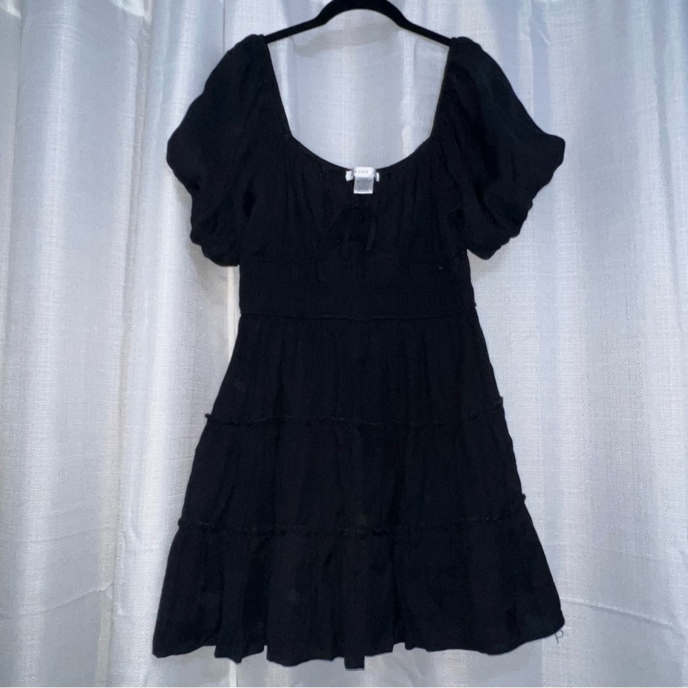 Altar’d State Black Puff Sleeve Mini Sundress